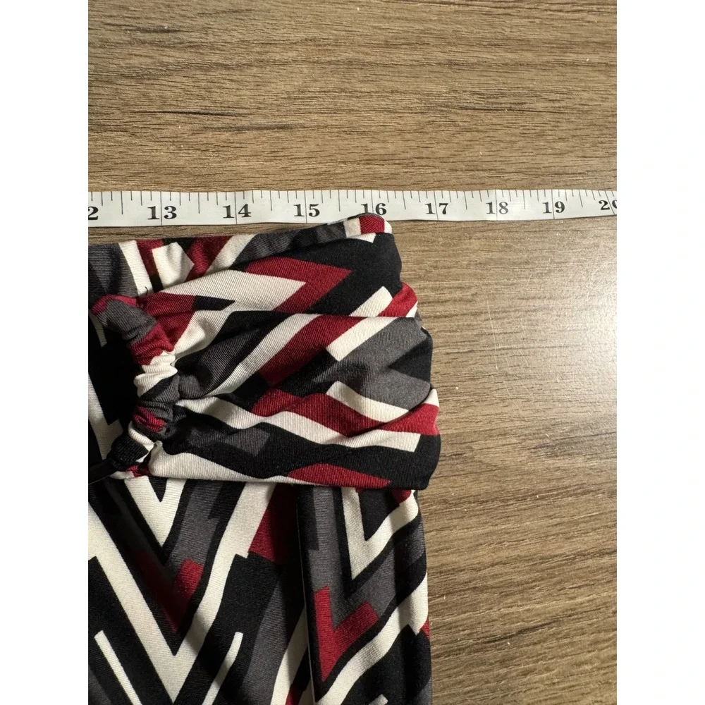 Robert Louis Womens XL Chevron Maxi Skirt Burgundy Black Geometric O-Ring‎